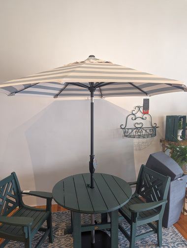 Treasure Garden 7' Glide Tilt Octagon - Black frame w/ New Block Sea Stripe fabric