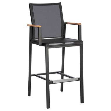 Barlow Tyrie Aura High Dining Carver Chair in aluminum graphite frame with charcoal sling