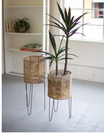 Seagrass Planters with Iron Base Round - Set of 2