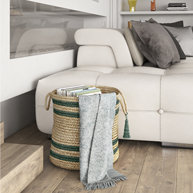 Jute 19" striped basket