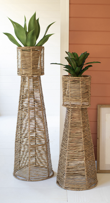 Tall Seagrass and Iron Planter Towers